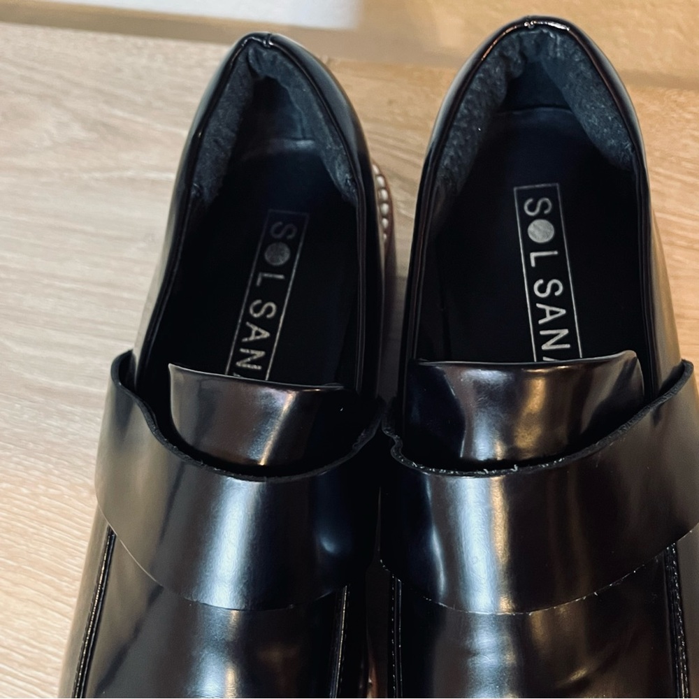 Sol Sana Women’s 37 Venus Black Leather Platform Loafers - Picture 4 of 13